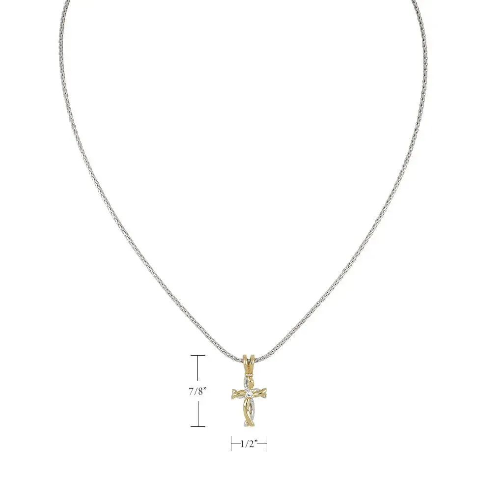 Celebration Collection - Small Two-Tone Twist Cross with Center Stone