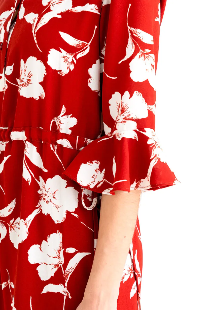 Celina Dress - Red Floral