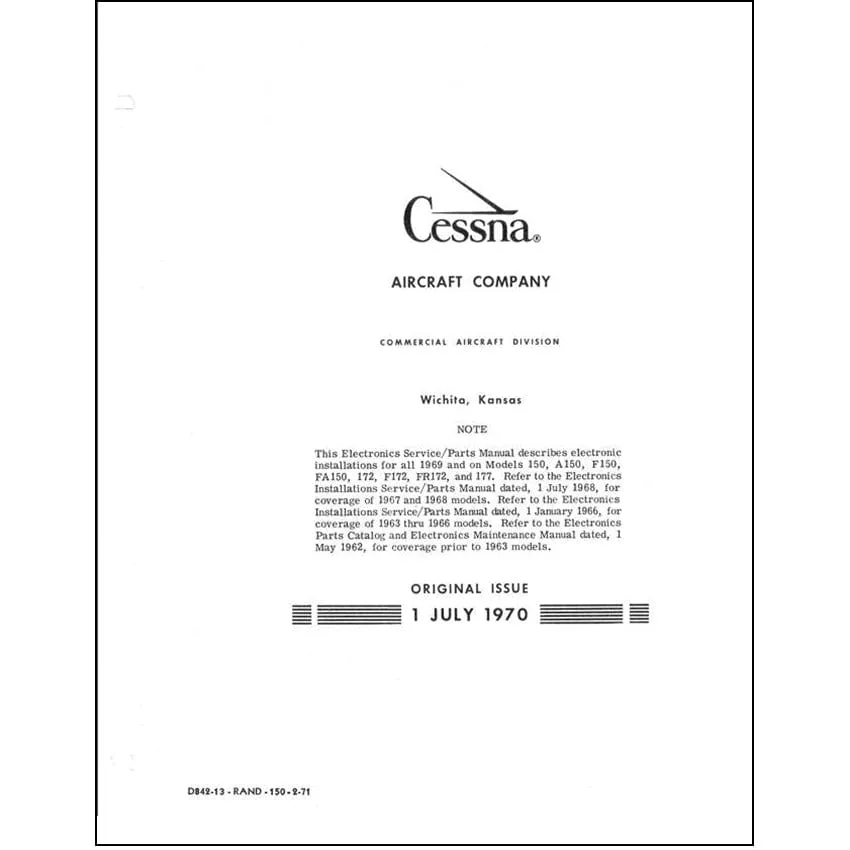 Cessna 150, 172, 177 Series 1969-71 Service-Parts Manual