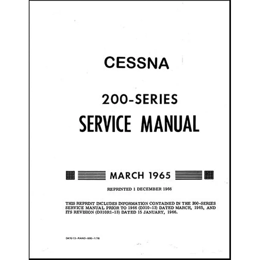 Cessna 200 Series 1960-65 Maintenance Manual