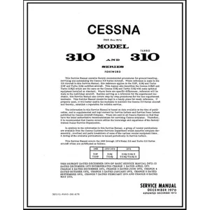 Cessna 310 & Turbo 310 1969-74 Maintenance Manual