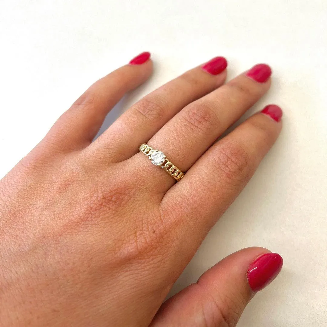 Chain Link Diamond Ring