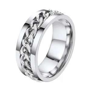 ChainsPro Men/Women Cuban Link/Spinner Rings, Size #06-#14, Stainless Steel