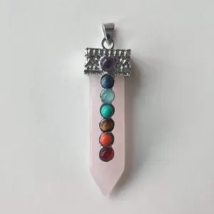 Chakra Rose Quartz Point Pendant on Card