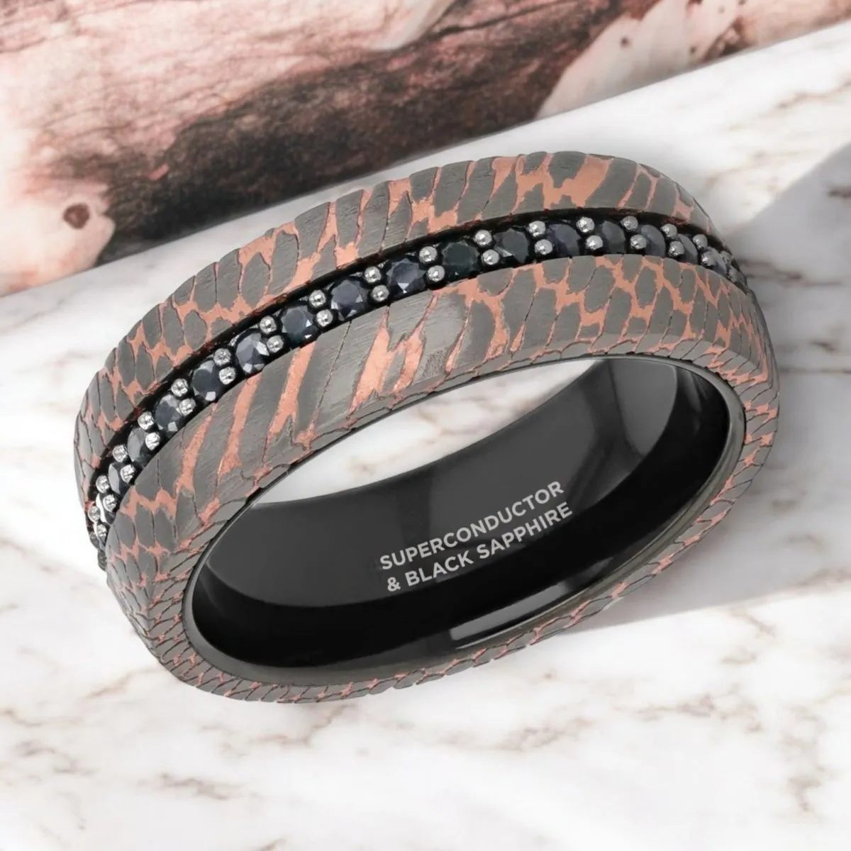 CHARGER | Black Tungsten Ring, Superconductor Finish and Black Sapphires