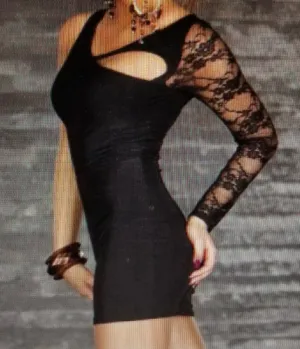 Charmin Black Party Dress With Lace In One Arm Optics