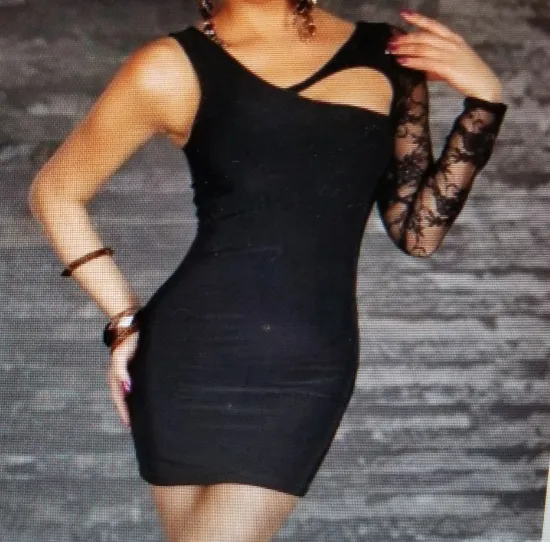 Charmin Black Party Dress With Lace In One Arm Optics