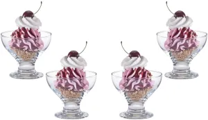 Charming Ice Cream Glass Bowl, Dessert Dish or Cup 9.5 Oz, Set of (4)