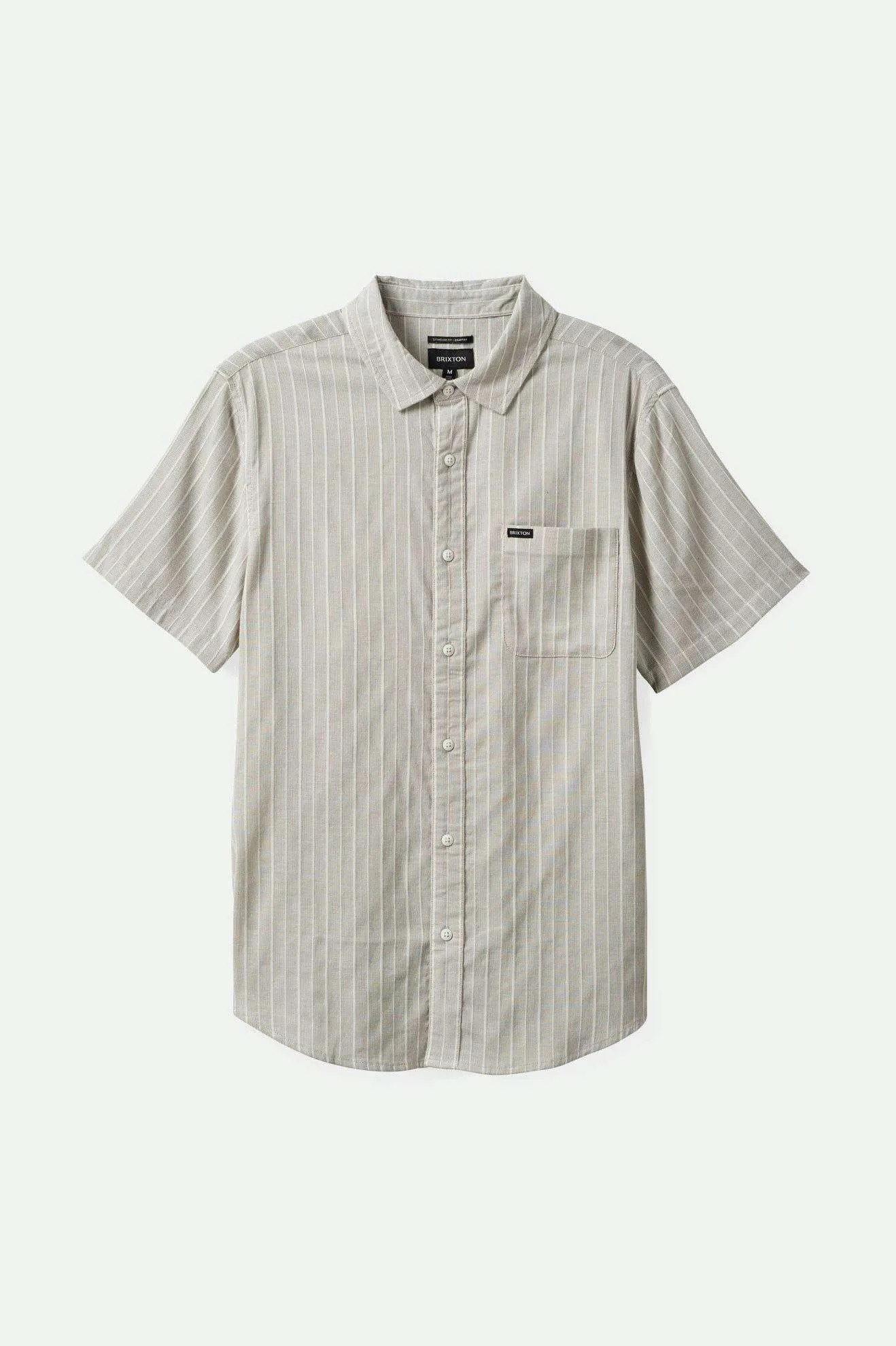 Charter Stripe S/S Woven Shirt - Off White/Cinder Grey