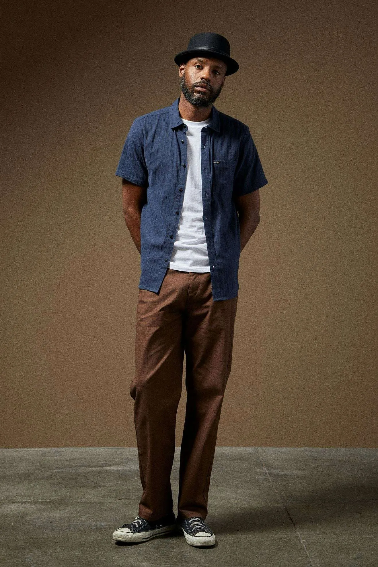 Charter Stripe S/S Woven Shirt - Washed Navy/Black