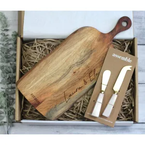 Cheeseboard & Rose Quartz Knives Gift Box