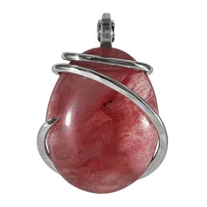 Cherry Quartz Handmade Crystal Pendant Wrapped in Silver