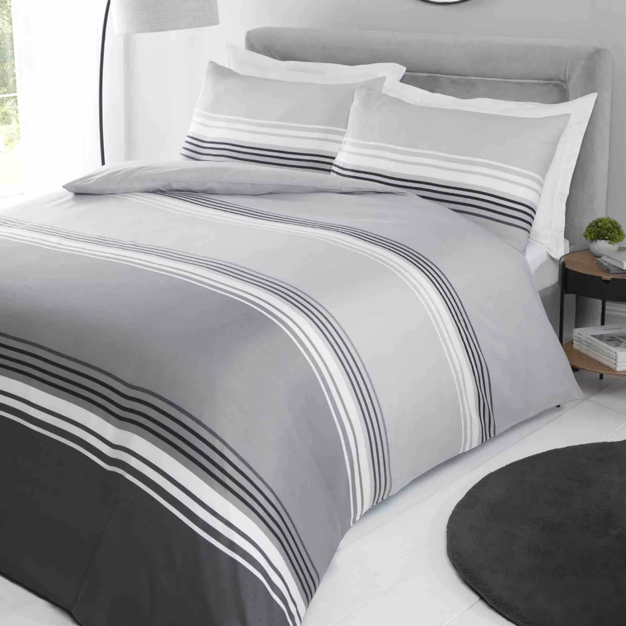 Chicago Brushed Duvet Cover Set - Grey