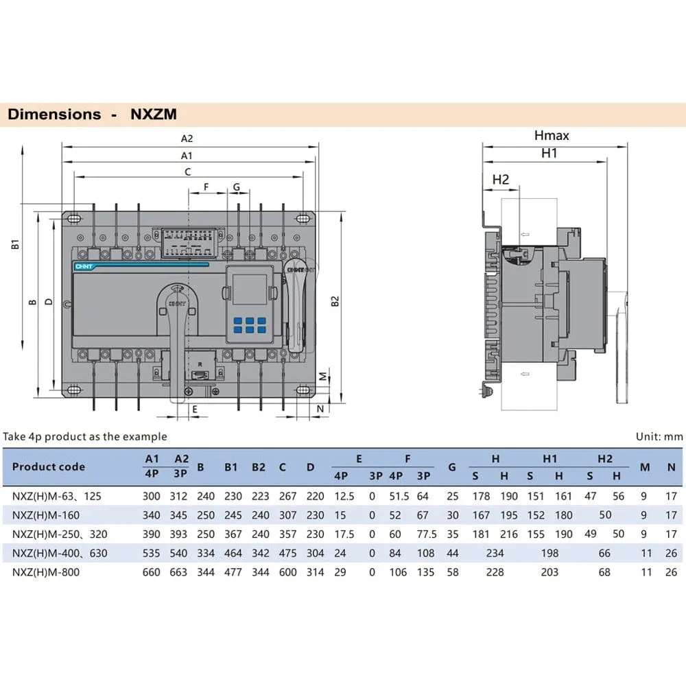 Chint 125A Automatic Transfer Switch - NXZM-125S/4B