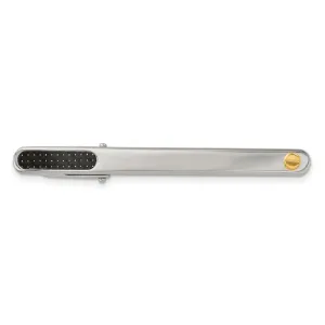 Chisel Stainless Steel with 18k Gold Accent Polished Black Carbon Fiber Inlay Tie Bar