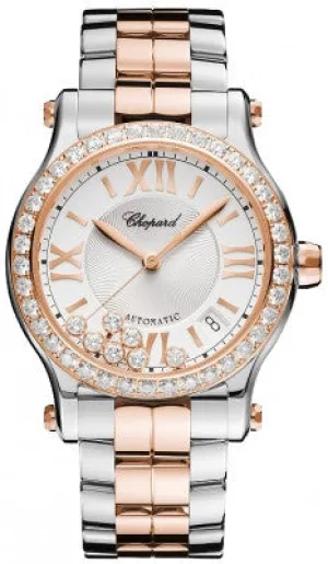 Chopard - Happy Sport Automatic - Round Medium 36mm - Stainless Steel and Rose Gold with Diamonds