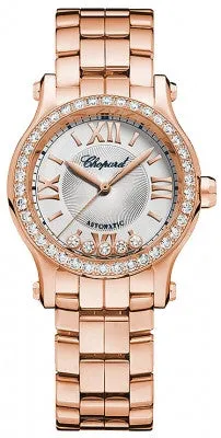 Chopard - Happy Sport Automatic - Round Mini 30mm - Rose gold and Diamonds