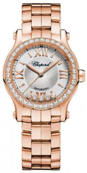 Chopard - Happy Sport Automatic - Round Mini 30mm - Rose gold and Diamonds