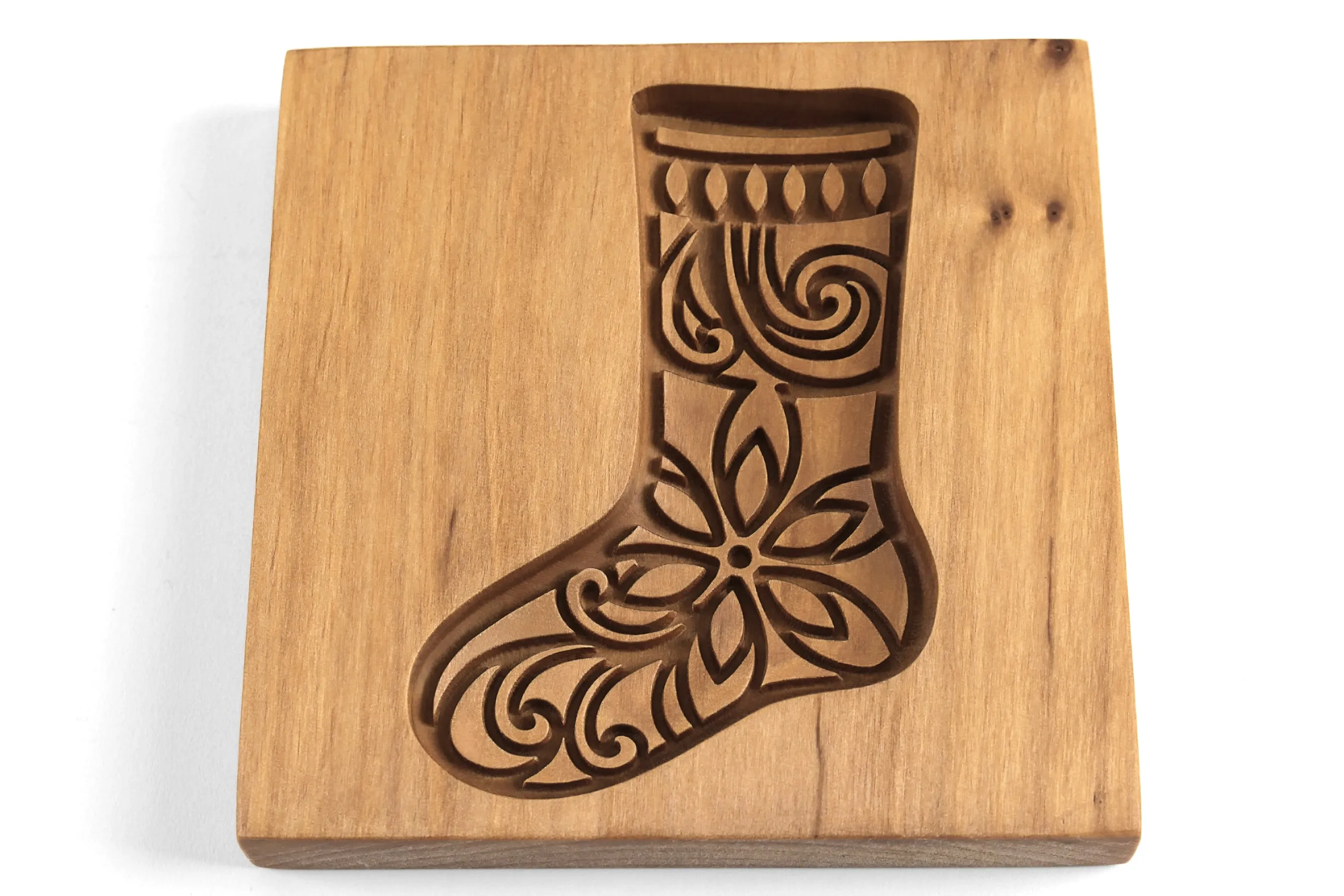 Christmas Sock Wooden Cookie Mold, Springerle Mold, Xmas Cookie Cutter, Cookie Stamp, Gingerbread, Speculaas, Clay Mold, Christmas Gift