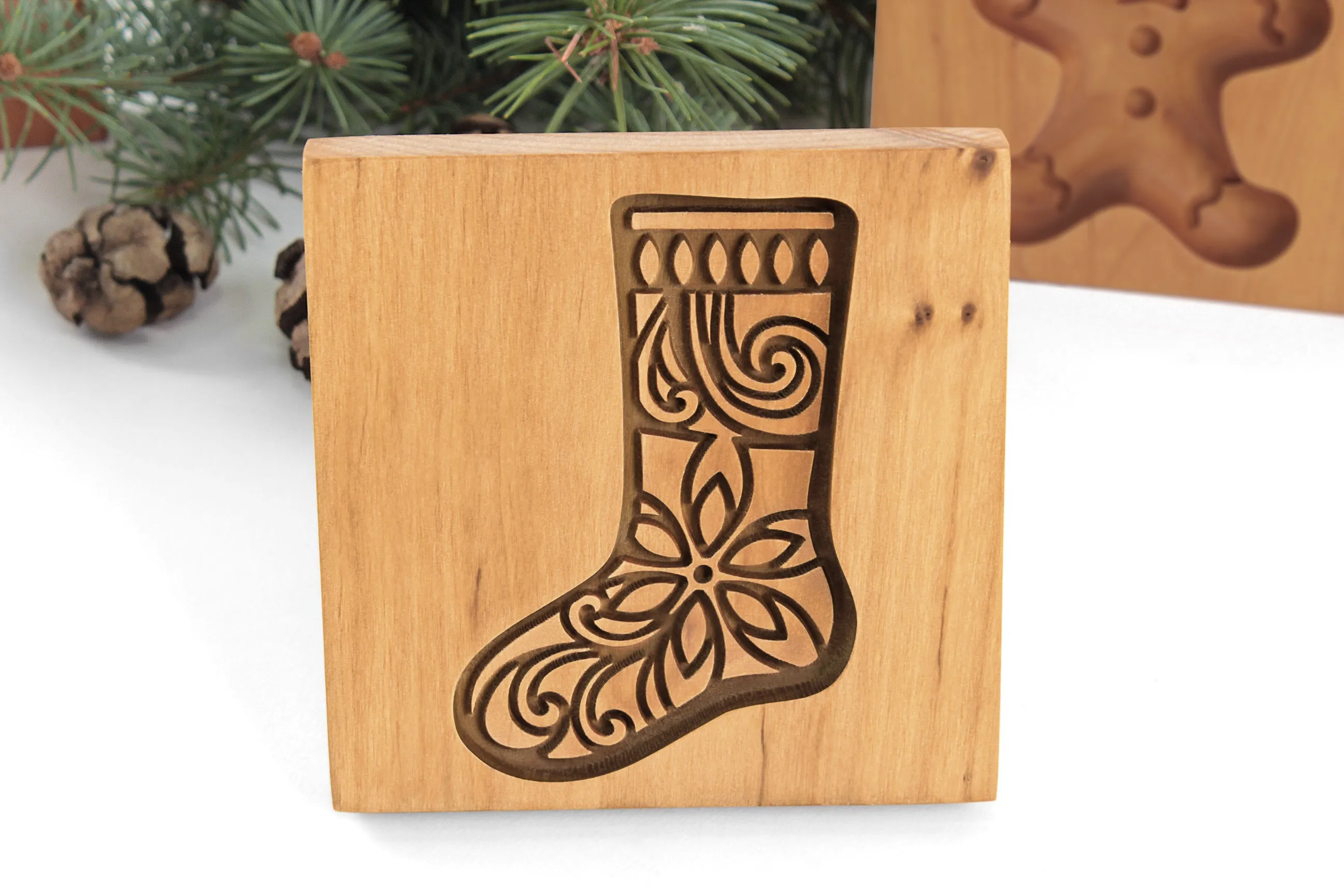 Christmas Sock Wooden Cookie Mold, Springerle Mold, Xmas Cookie Cutter, Cookie Stamp, Gingerbread, Speculaas, Clay Mold, Christmas Gift