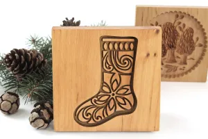 Christmas Sock Wooden Cookie Mold, Springerle Mold, Xmas Cookie Cutter, Cookie Stamp, Gingerbread, Speculaas, Clay Mold, Christmas Gift