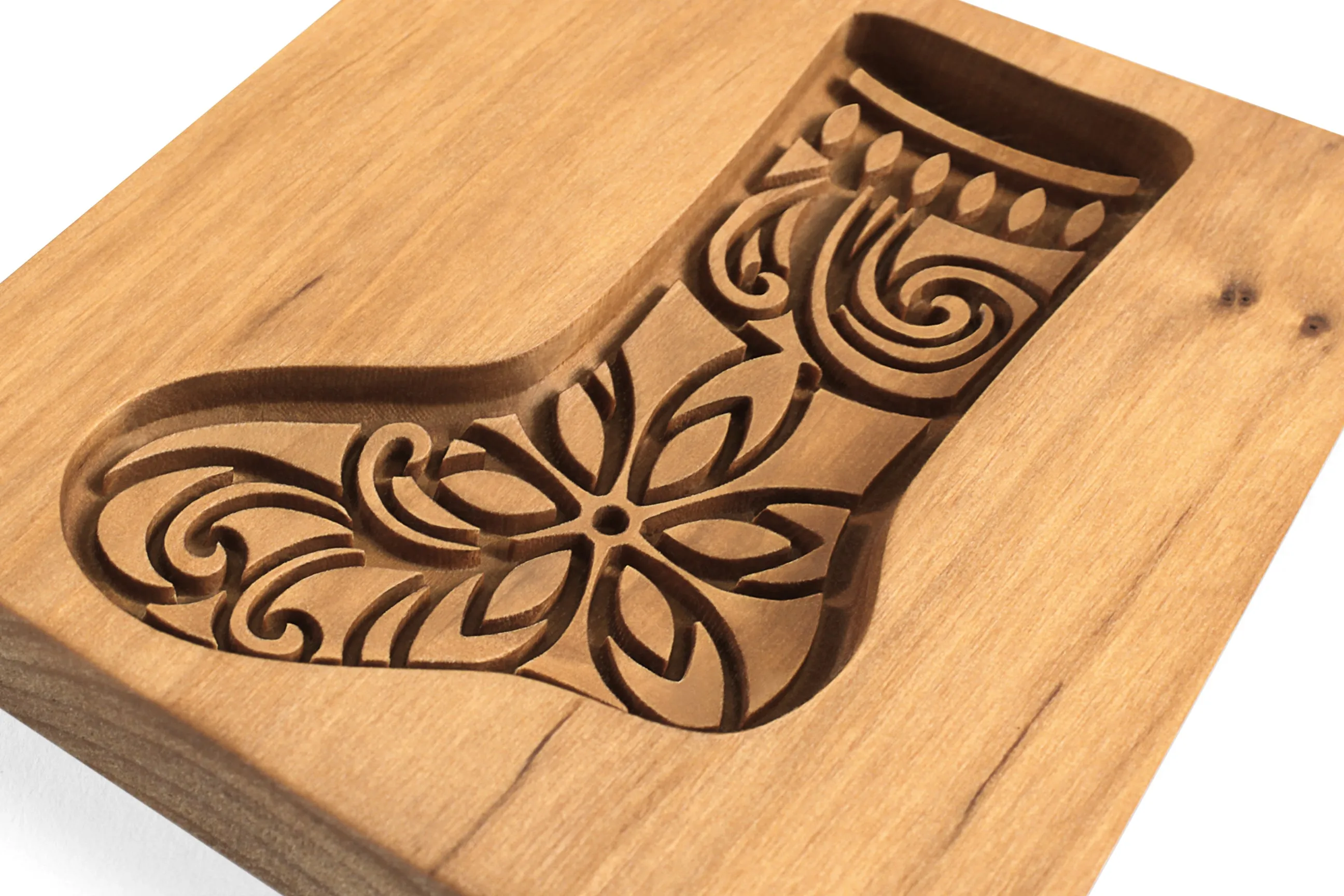 Christmas Sock Wooden Cookie Mold, Springerle Mold, Xmas Cookie Cutter, Cookie Stamp, Gingerbread, Speculaas, Clay Mold, Christmas Gift
