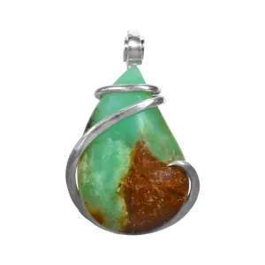 Chrysoprase Handmade Stone Pendant Wrapped in Silver