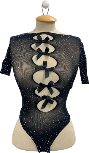 Ciberia Black Bow Back Bodysuit One Size