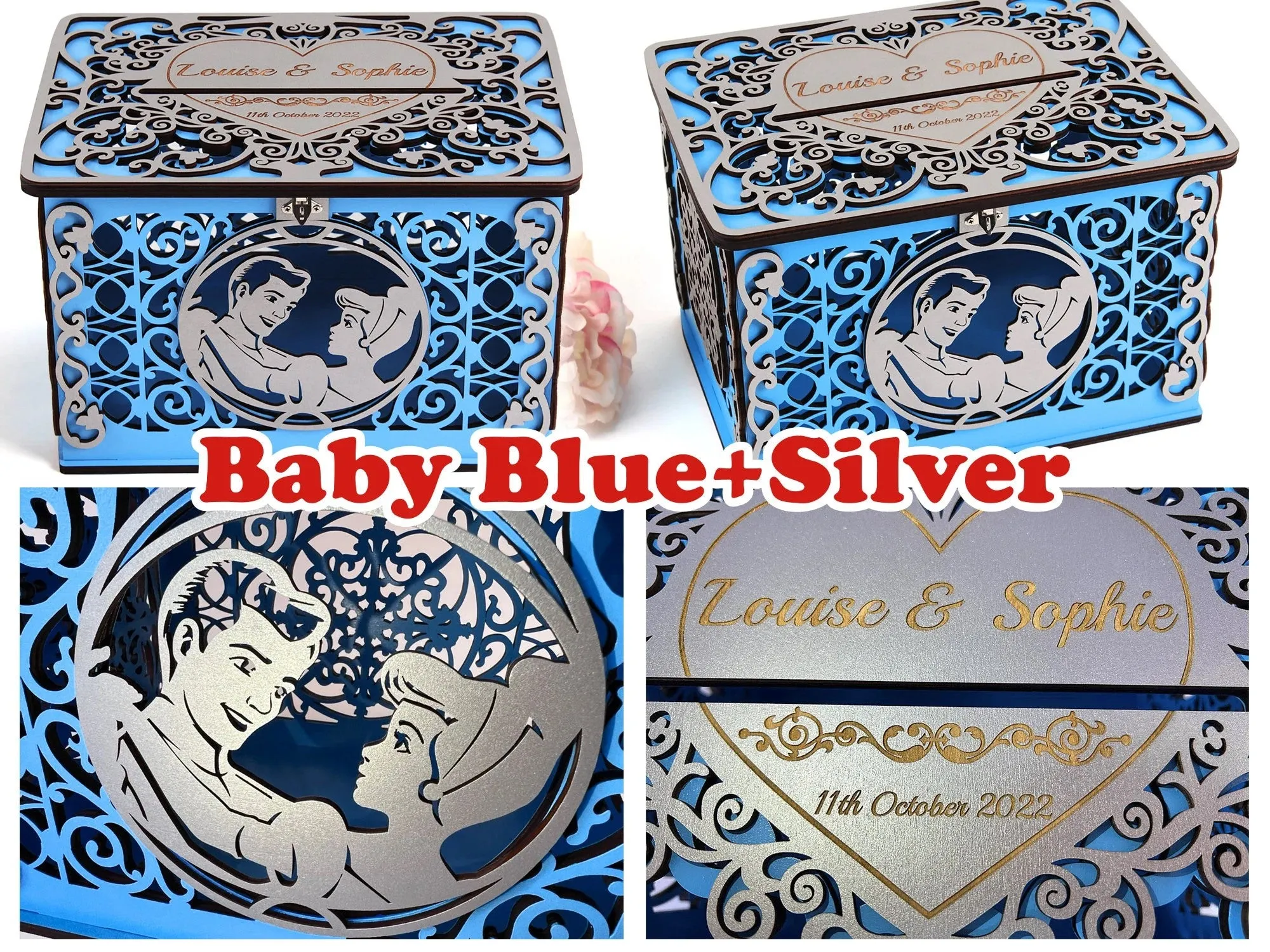 Cinderella Wedding Card Box, Quinceanera Money Gift, Princess Wedding, Money Box for Wedding Reception, Well Wishes, Quinceanera Decorations, Wedding Envelopes, Wedding Gift, Handmade Gifts