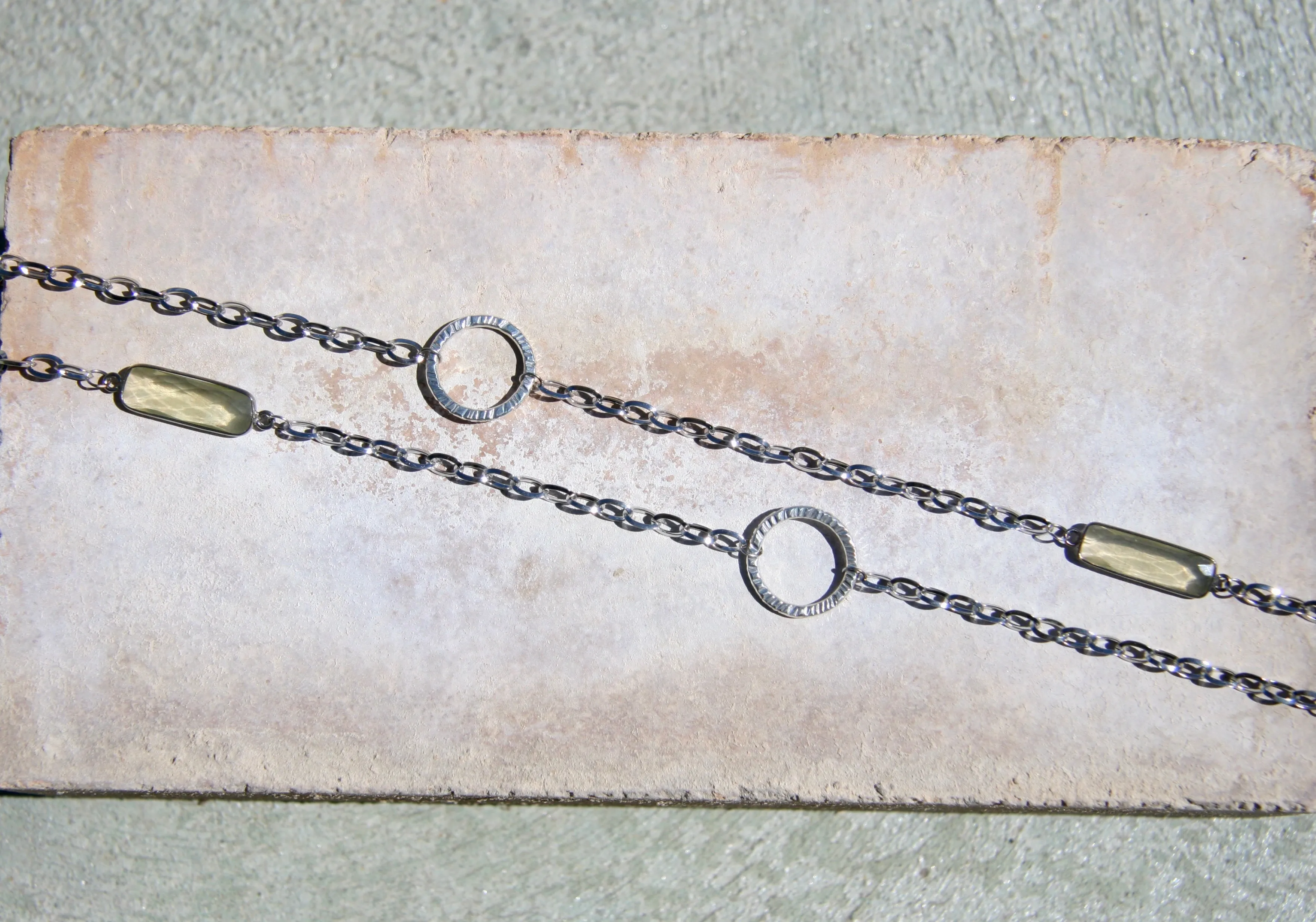 Circle Connectors Necklace with Lemon Quartz