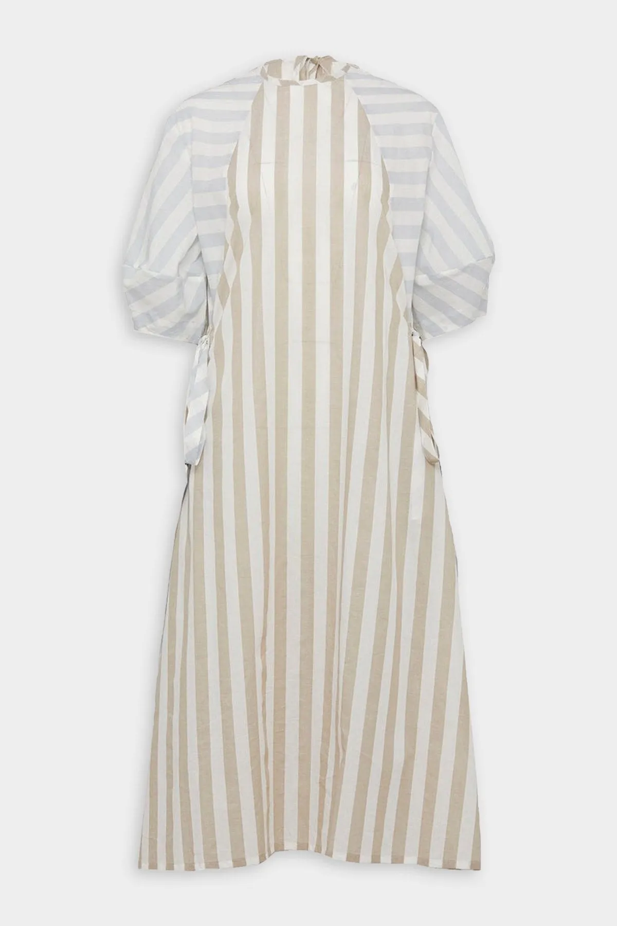 Clara Dress in Light Brown Bold Stripes
