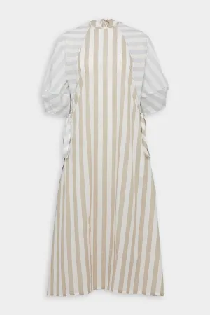 Clara Dress in Light Brown Bold Stripes