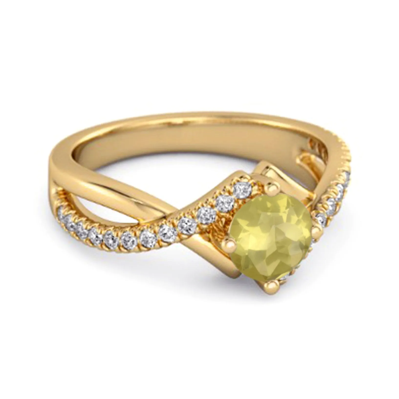 Classic & Elegant 0.25 Ctw Lemon Quartz Solitaire Accents Women Ring