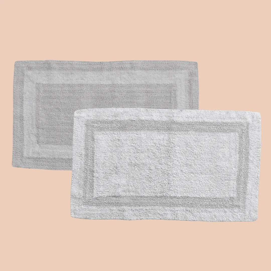 Classic Reversible Cotton Bath Mat Set - White