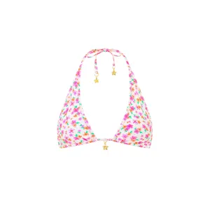 Classic Tie Halter Bikini Top - Flamingo Flora