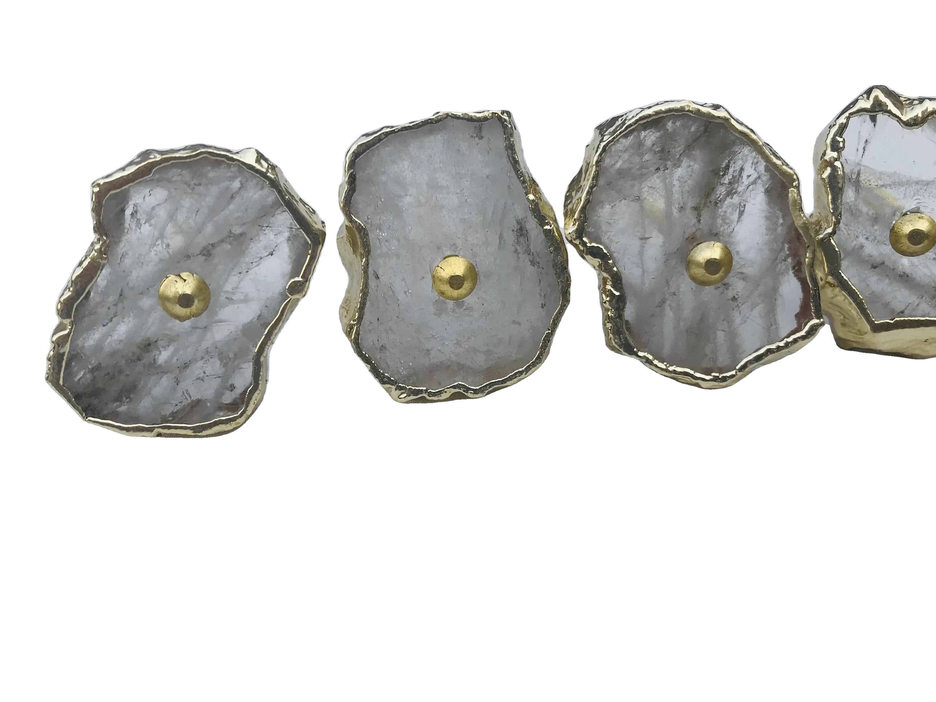 Clear Quartz Agate Cabinet Door Pull Handle - Set of 6