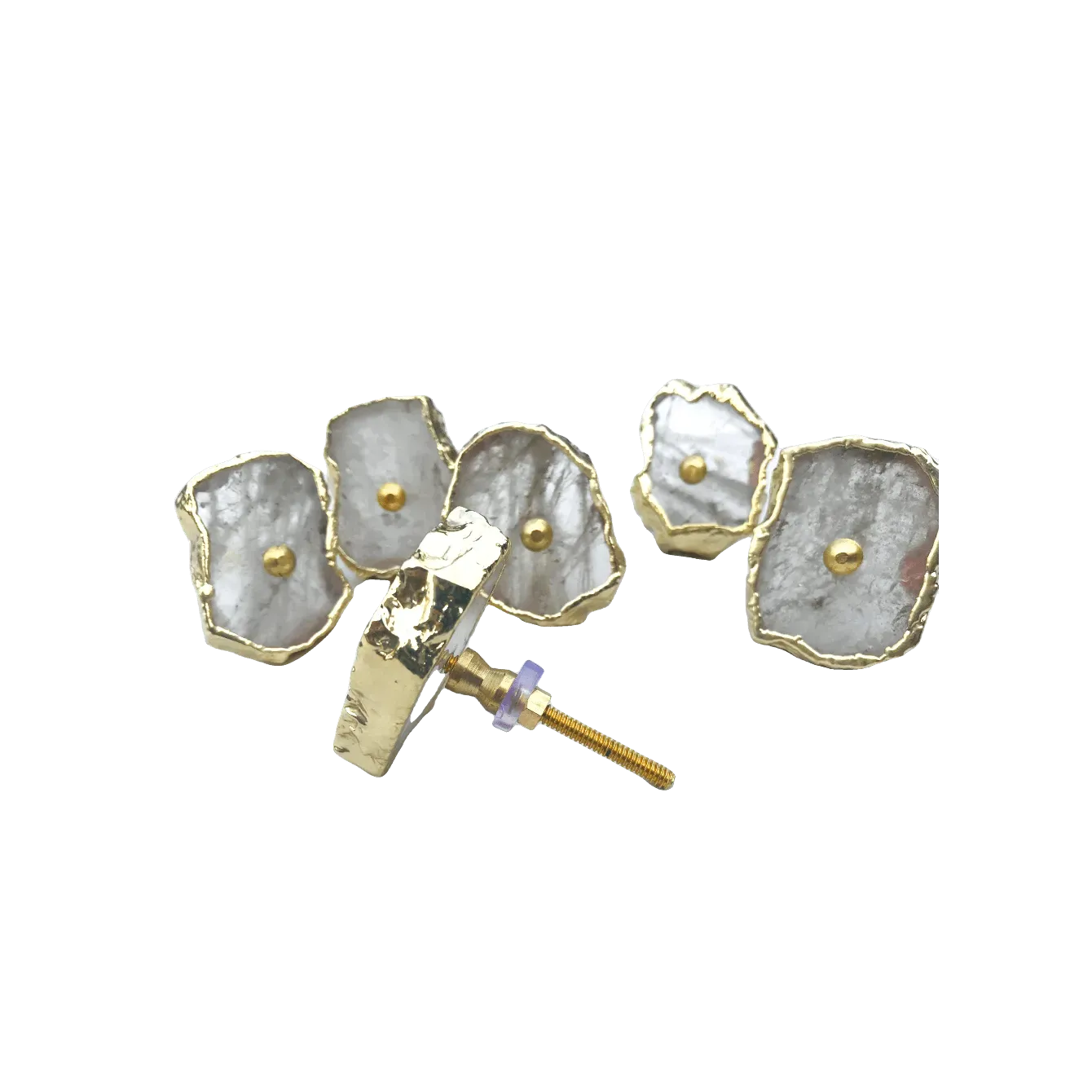Clear Quartz Agate Cabinet Door Pull Handle - Set of 6