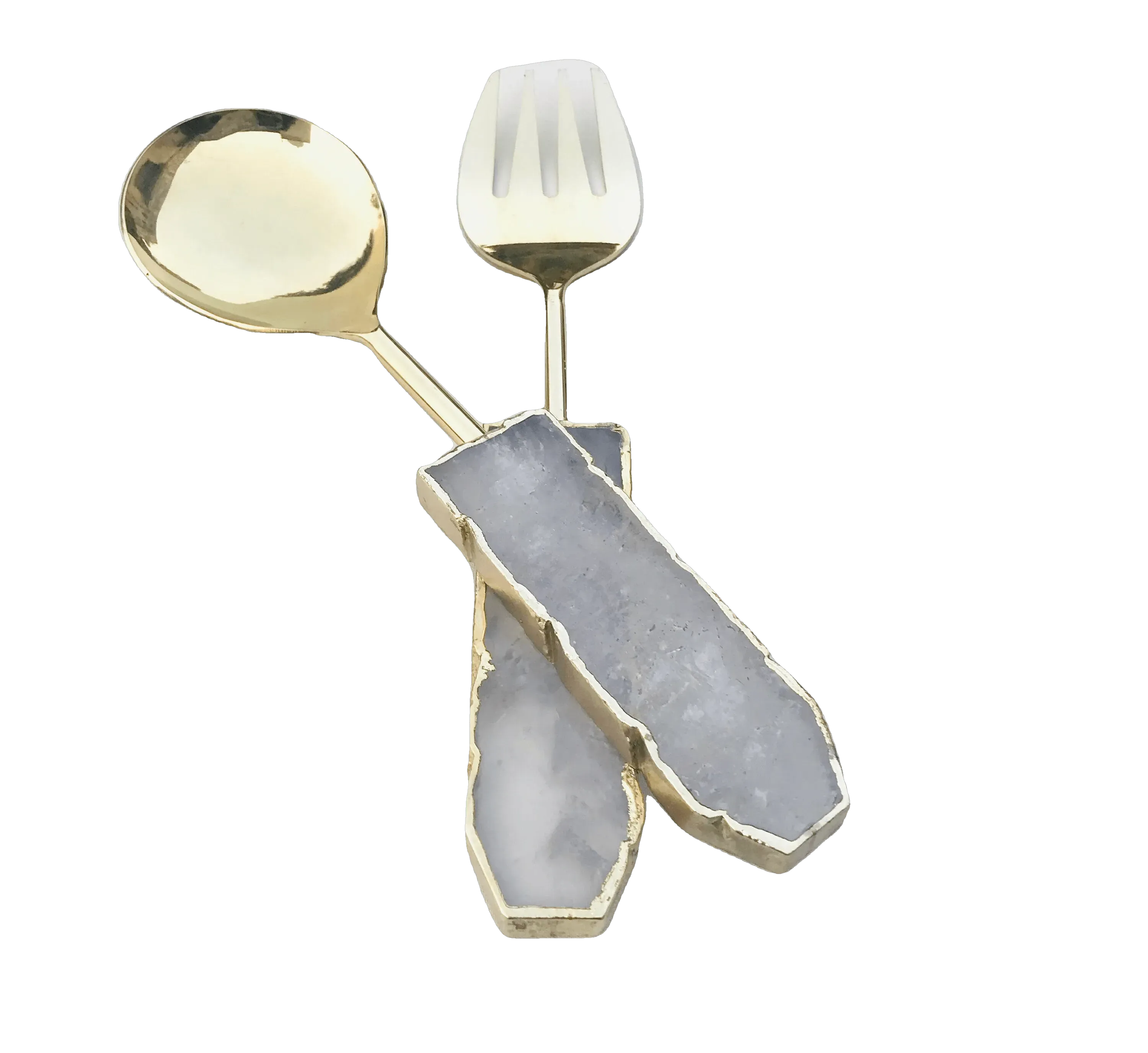 Clear Quartz Agate Salad Server - Set of 2