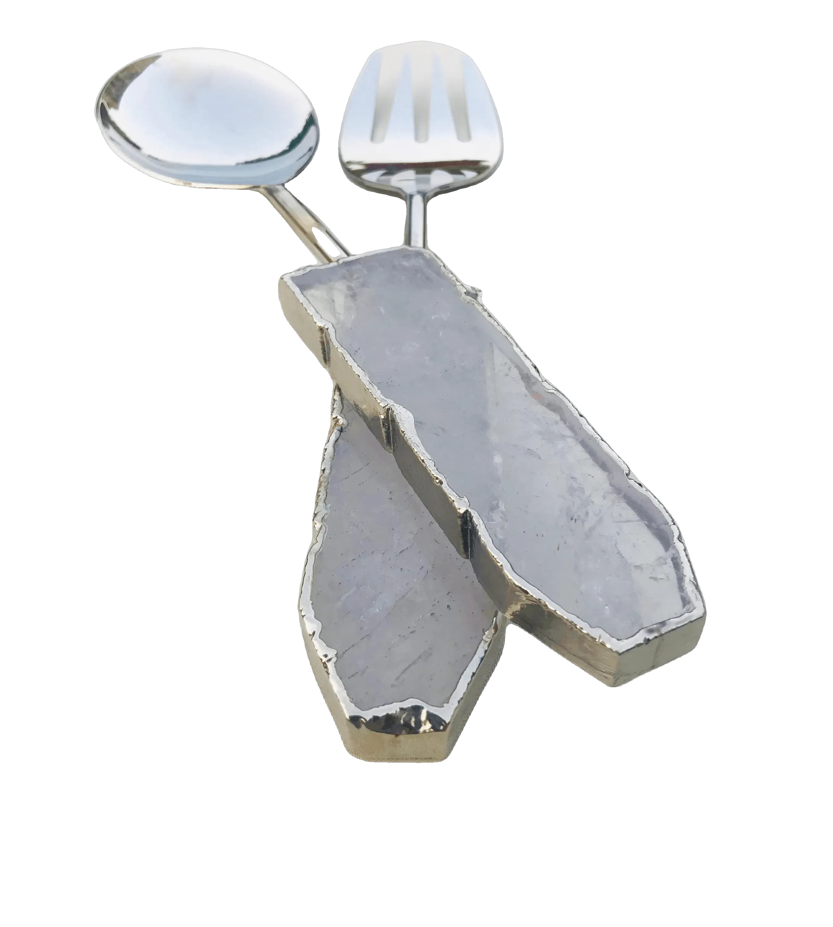 Clear Quartz Agate Salad Server - Set of 2