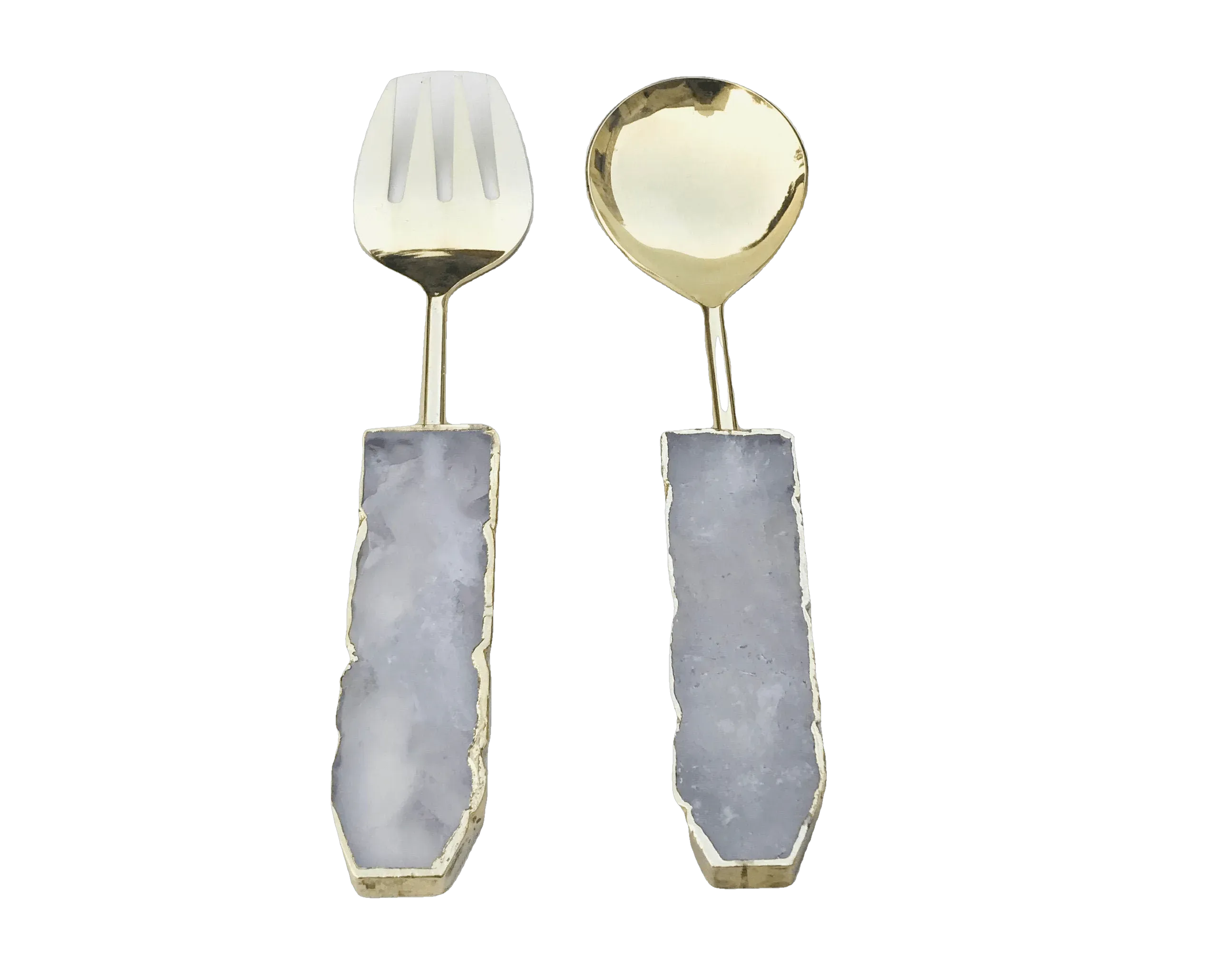 Clear Quartz Agate Salad Server - Set of 2
