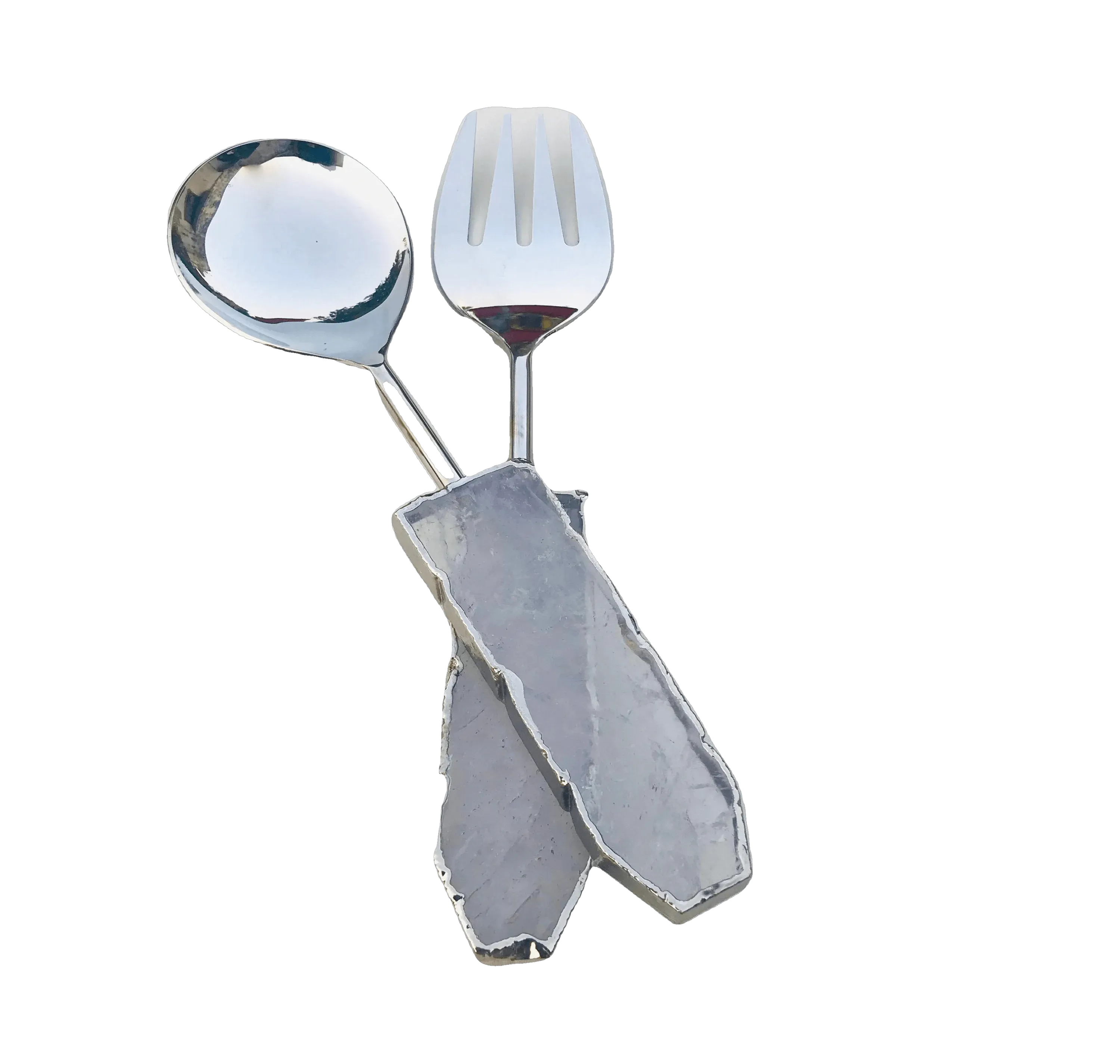 Clear Quartz Agate Salad Server - Set of 2
