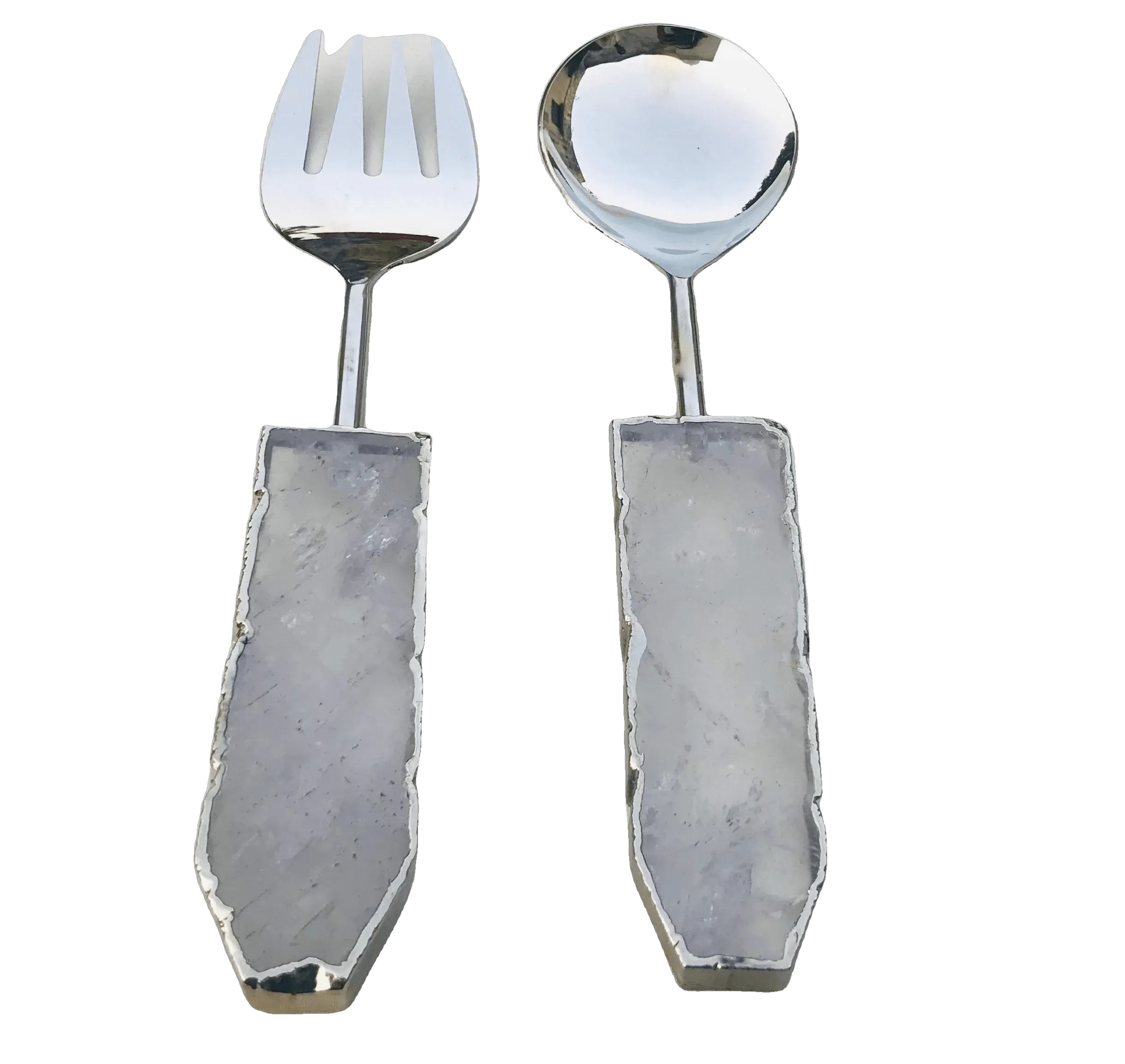Clear Quartz Agate Salad Server - Set of 2