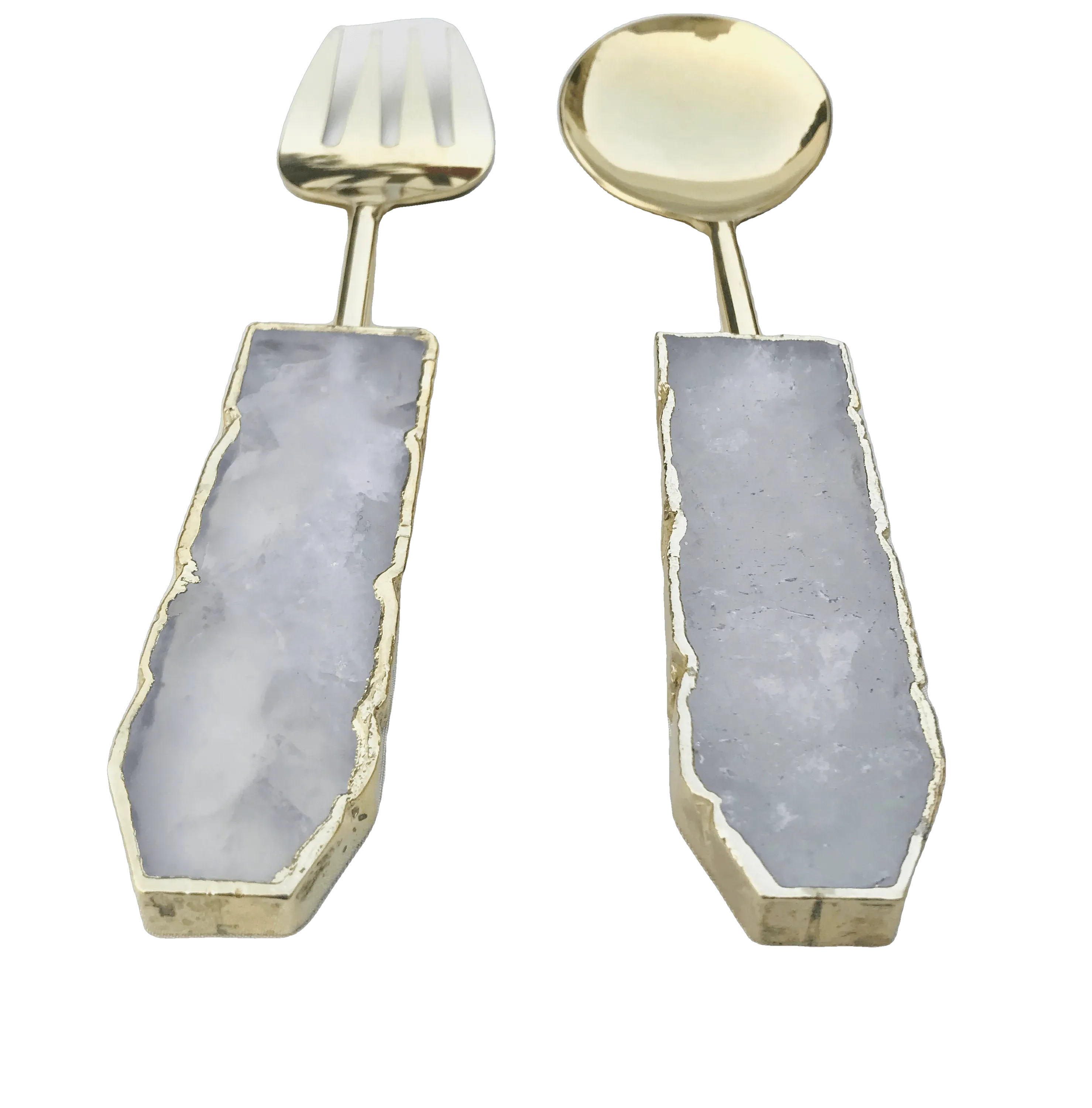 Clear Quartz Agate Salad Server - Set of 2