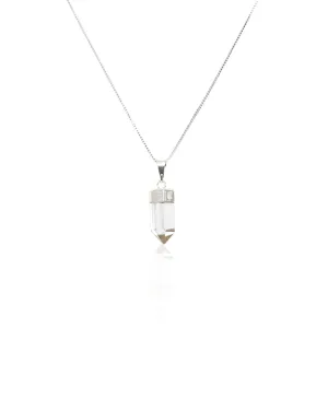 Clear Quartz Crystal Polished Pendant Silver