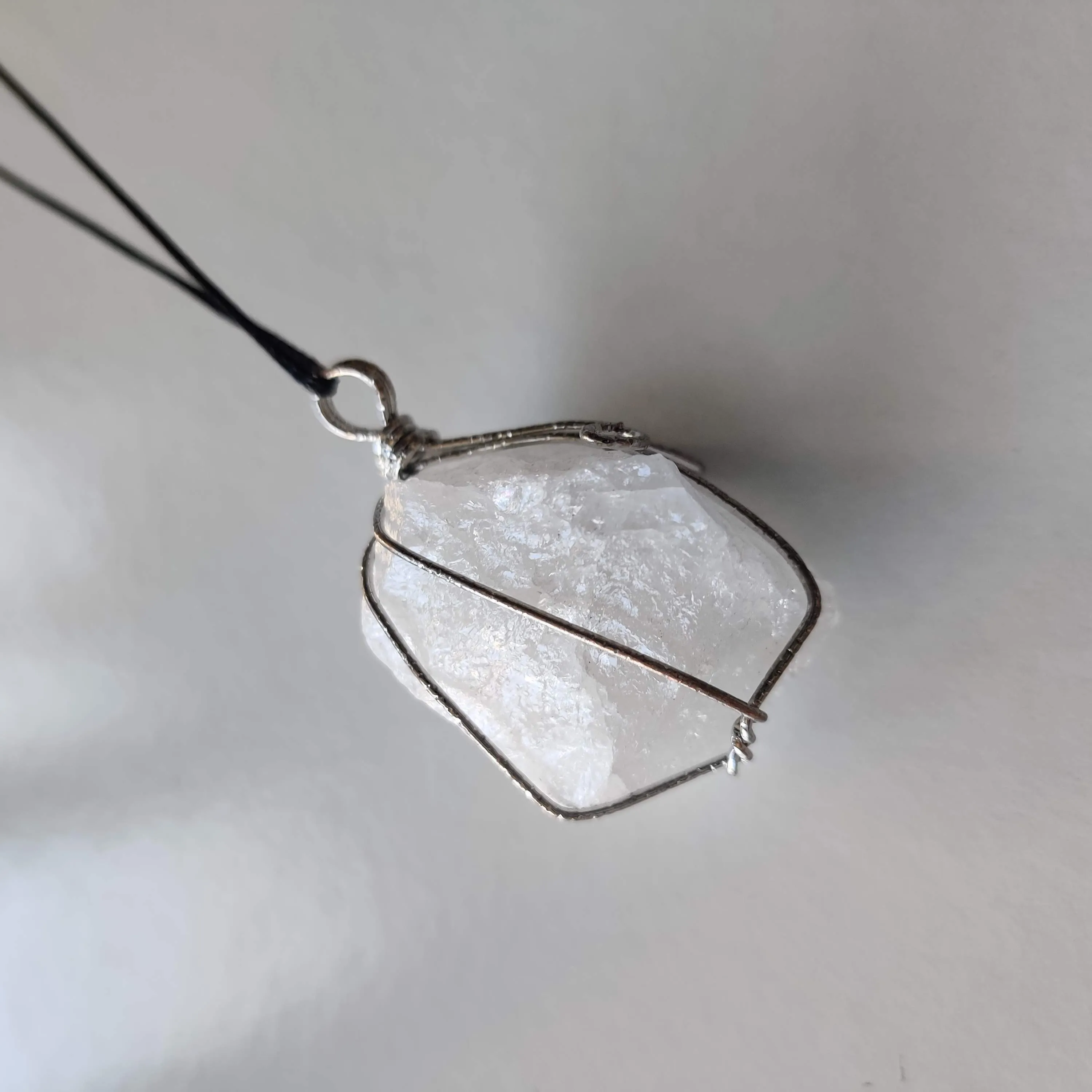Clear Quartz Rough Wire-Wrapped Pendant