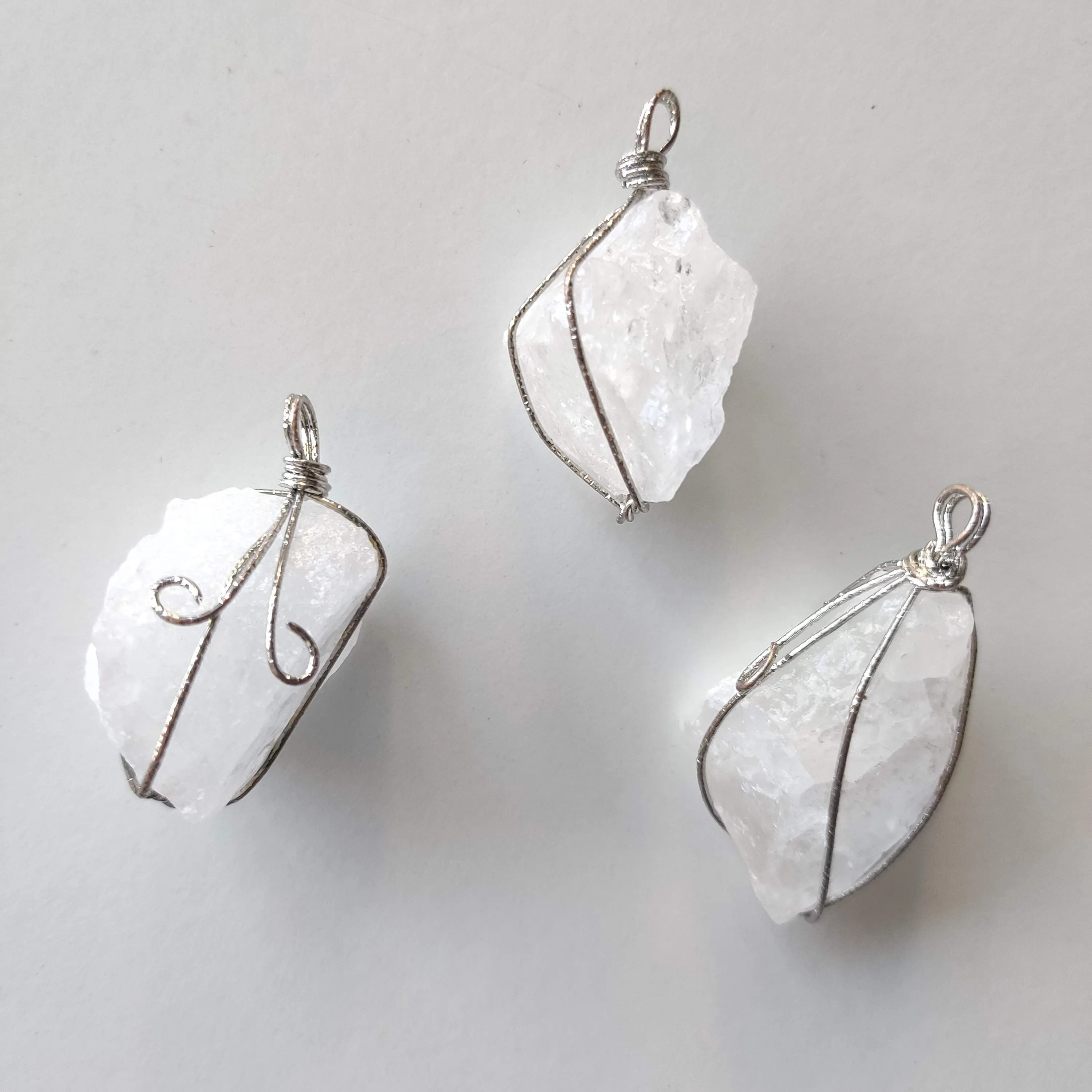 Clear Quartz Rough Wire-Wrapped Pendant