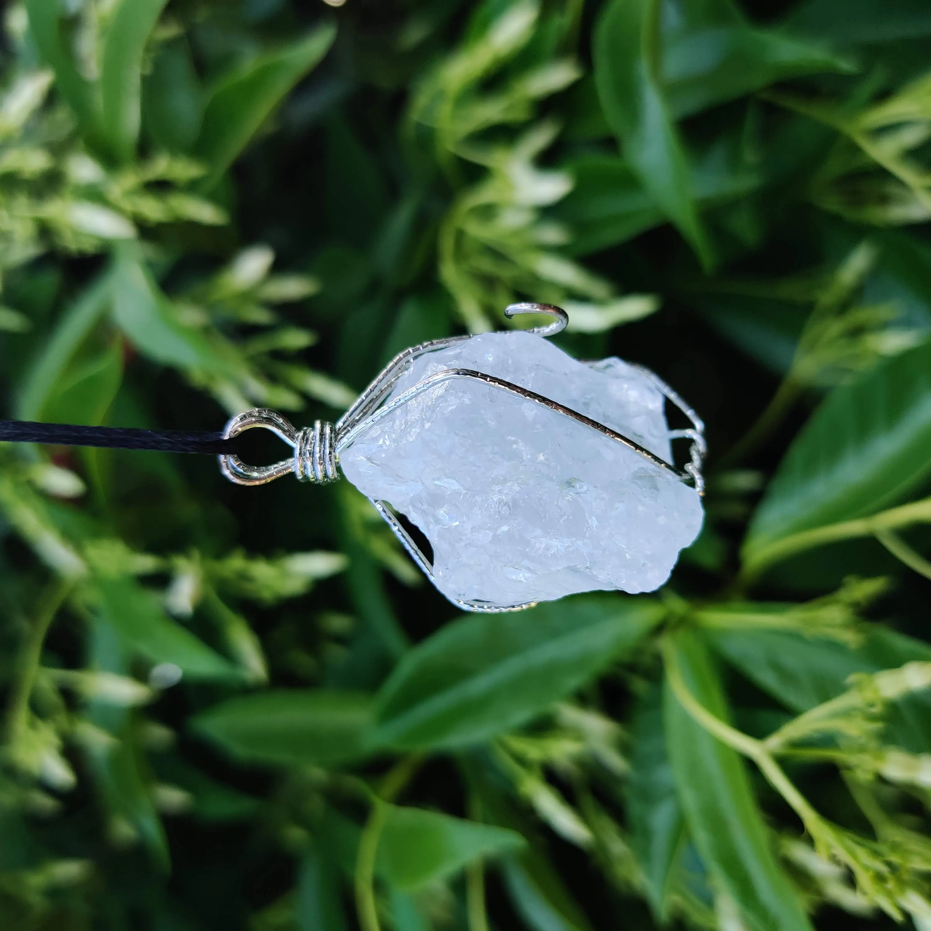 Clear Quartz Rough Wire-Wrapped Pendant