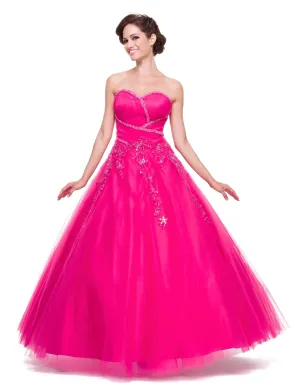 CLEARANCE - Juliet 301 Poofy Quinceanera Tulle Dress A-Line Strapless Beading