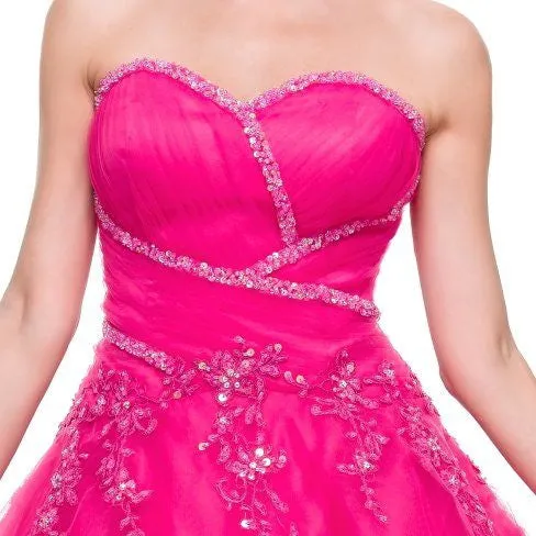 CLEARANCE - Juliet 301 Poofy Quinceanera Tulle Dress A-Line Strapless Beading