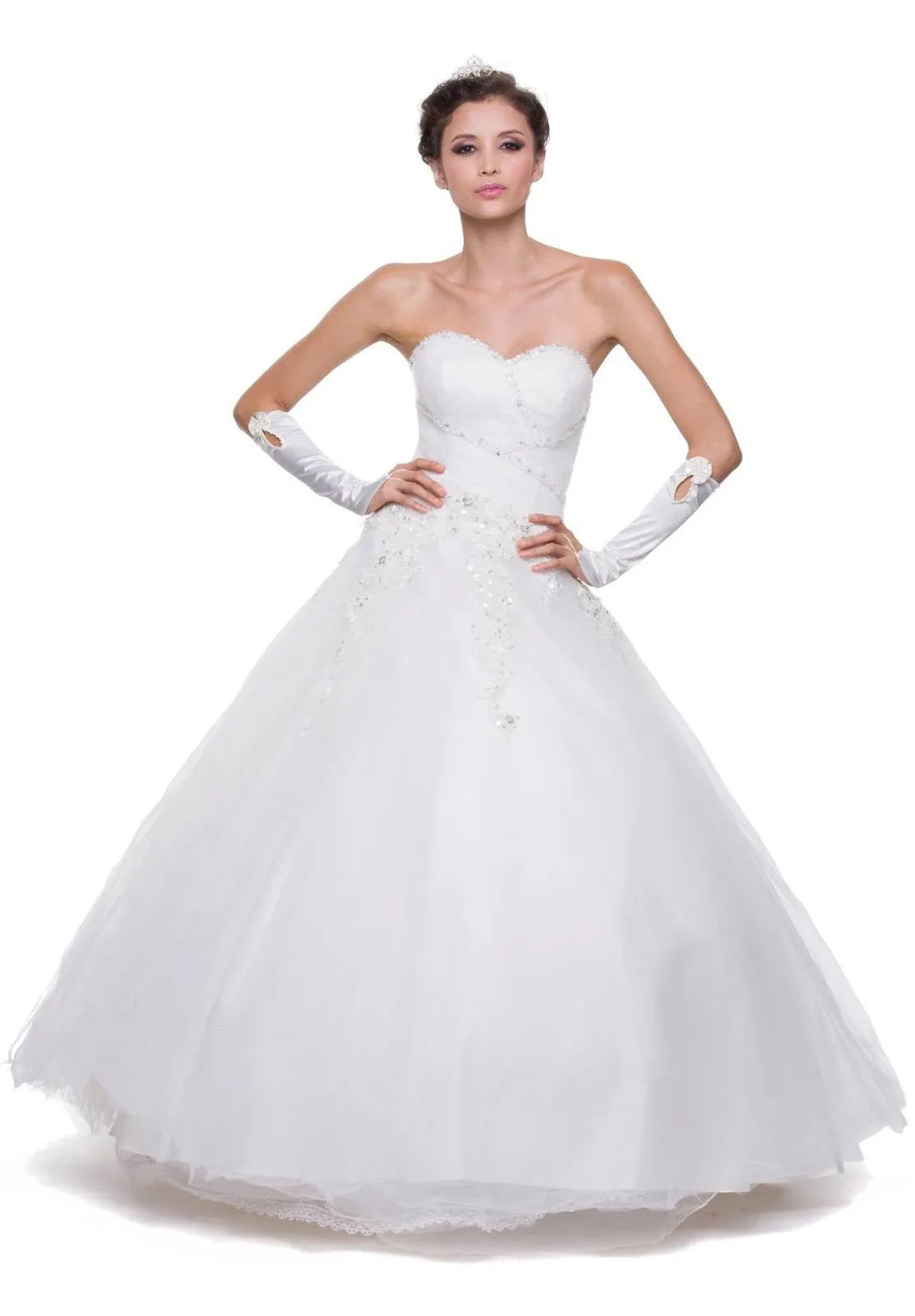 CLEARANCE - Juliet 301 Poofy Quinceanera Tulle Dress A-Line Strapless Beading